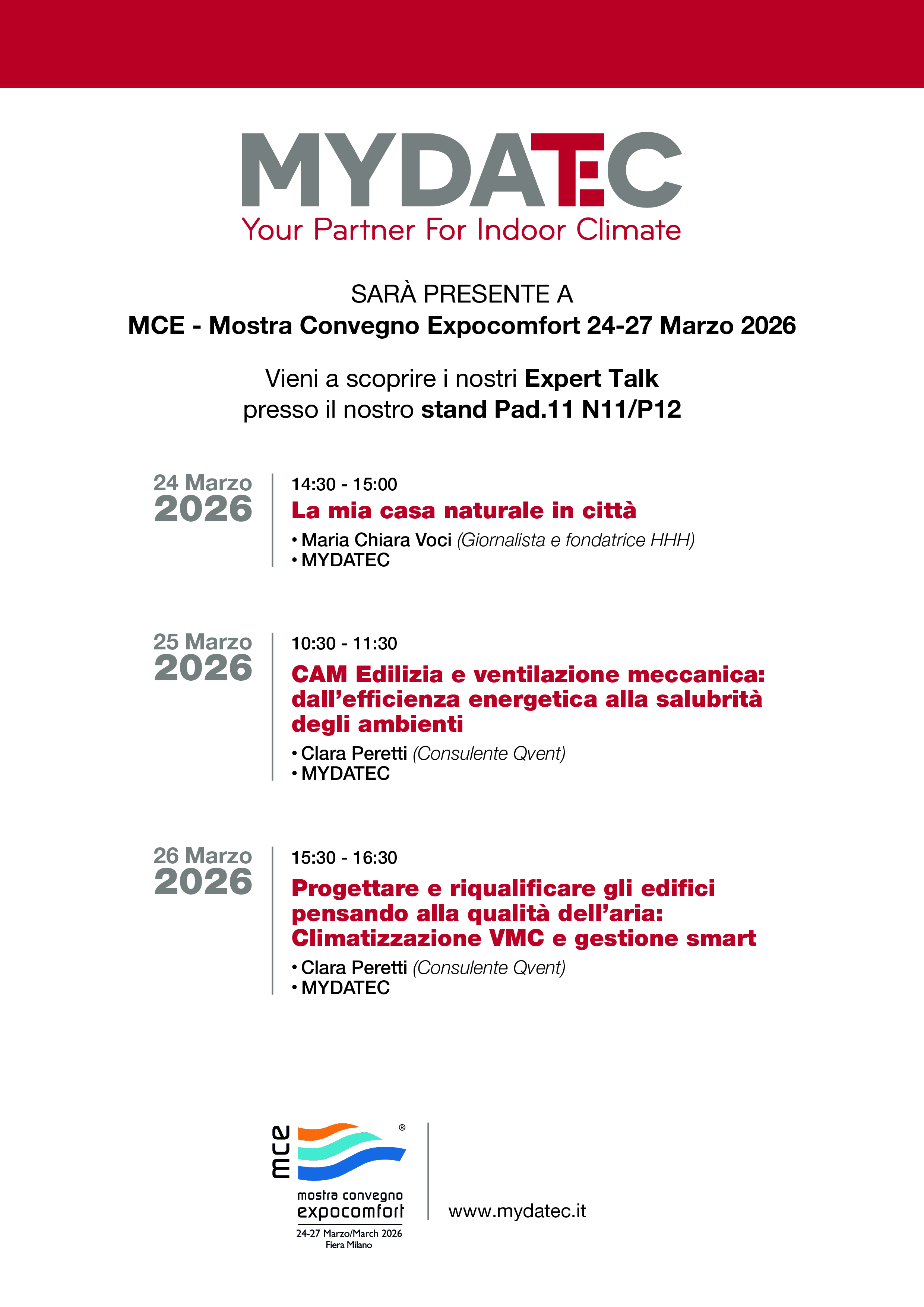 MYDATEC a MCE – Mostra Convegno Expocomfort